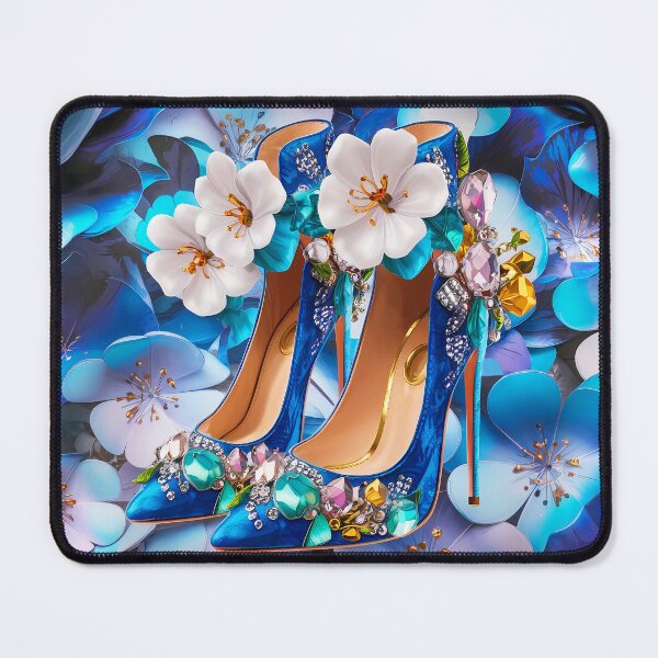 Item preview, Blue-White Floral Stiletto Heels designed and sold by EmeraldeaArt.