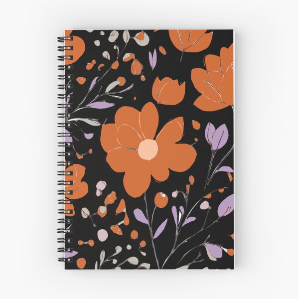 Item preview, Rust coloured  flowers on black  designed and sold by Flowersonstuff.