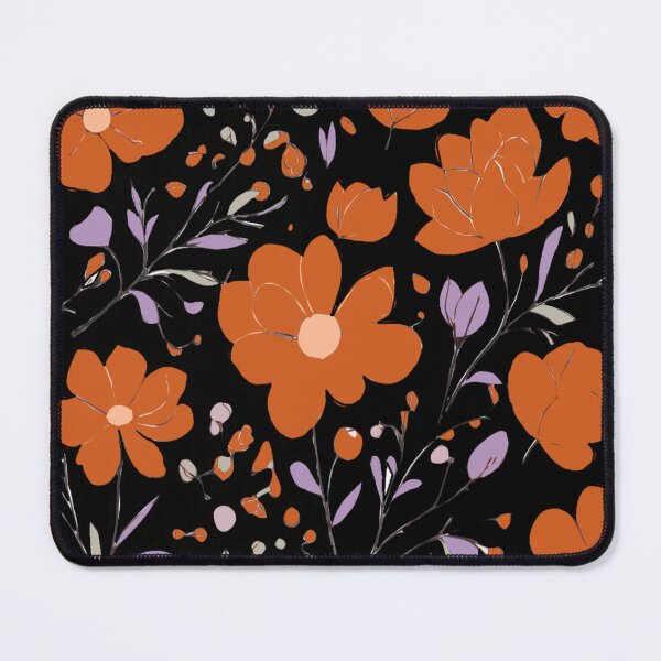 Item preview, Rust coloured  flowers on black  designed and sold by Flowersonstuff.