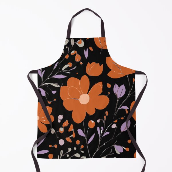 Item preview, Rust coloured  flowers on black  designed and sold by Flowersonstuff.