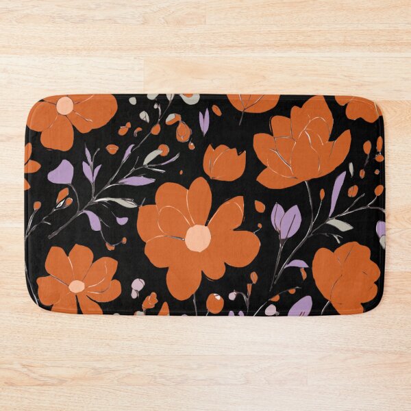 Item preview, Rust coloured  flowers on black  designed and sold by Flowersonstuff.