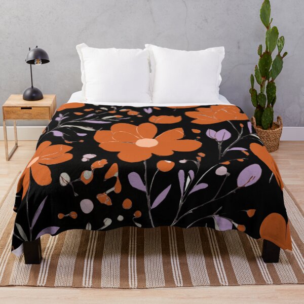 Item preview, Rust coloured  flowers on black  designed and sold by Flowersonstuff.
