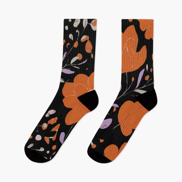 Item preview, Rust coloured  flowers on black  designed and sold by Flowersonstuff.