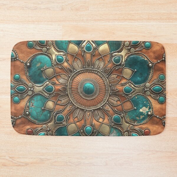 Item preview, Orange suede mandala and turquoise jewelry designed and sold by Fantasyplus.