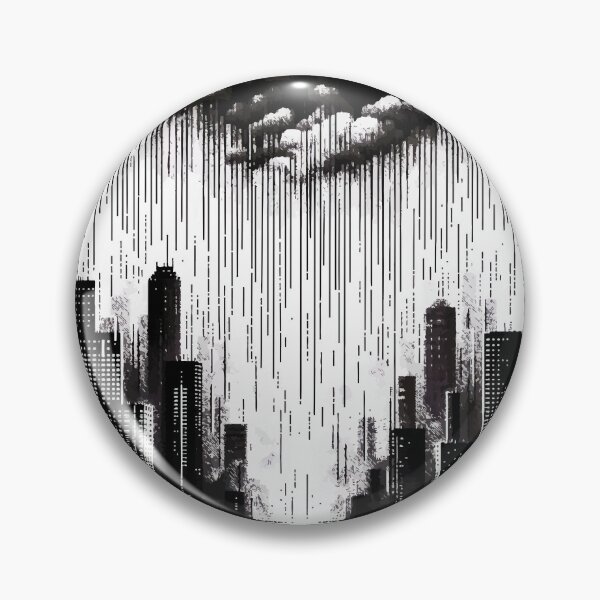 Item preview, Abstract Art Monochromatic City in Rain Drops Pattern designed and sold by TomFrontierArt.