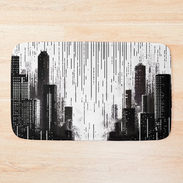Item preview, Abstract Art Monochromatic City in Rain Drops Pattern designed and sold by TomFrontierArt.