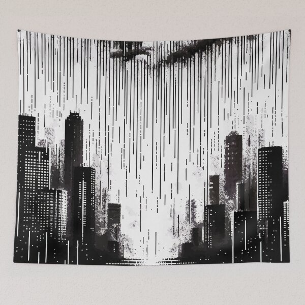 Item preview, Abstract Art Monochromatic City in Rain Drops Pattern designed and sold by TomFrontierArt.