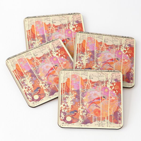 Item preview, GreenGreen Baunnie Frenchaesthetic Collage 01 vintagemap orangepink birdsandflowers designed and sold by baunnie.
