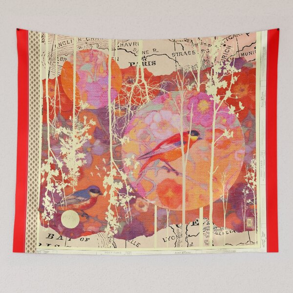 Item preview, GreenGreen Baunnie Frenchaesthetic Collage 01 vintagemap orangepink birdsandflowers designed and sold by baunnie.
