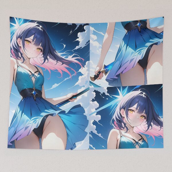 Item preview, Azure Warrior Girl with Sword designed and sold by PixiAnime.