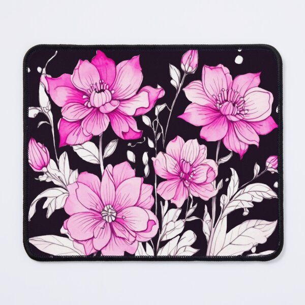 Item preview, Vibrant pink flowers on black designed and sold by Flowersonstuff.