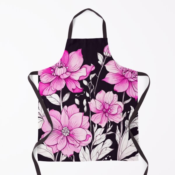 Item preview, Vibrant pink flowers on black designed and sold by Flowersonstuff.