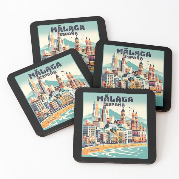 Item preview, Vintage retro Málaga España spain Landmarks Skyline. designed and sold by Unitepeople.