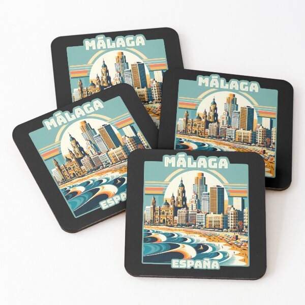 Item preview, Vintage retro Málaga España spain Landmarks Skyline. designed and sold by Unitepeople.