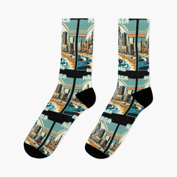 Item preview, Vintage retro Málaga España spain Landmarks Skyline. designed and sold by Unitepeople.