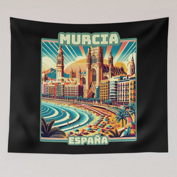 Item preview, Vintage retro Murcia España spain Landmarks Skyline. designed and sold by Unitepeople.