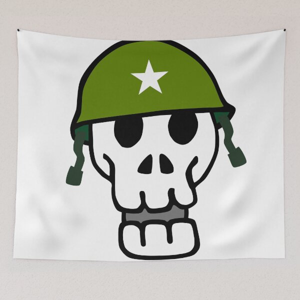 Item preview, Sergeant Skull: Digital Cartoon Drawing with Green Military Helmet designed and sold by RiciPaneto.