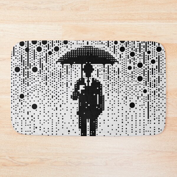 Item preview, Man in suit with umbrella in rain pixel designed and sold by TomFrontierArt.