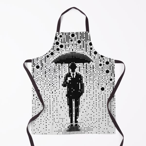 Item preview, Man in suit with umbrella in rain pixel designed and sold by TomFrontierArt.