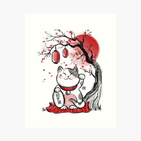 Vista previa del artículo con la obra «gato chino de la suerte», diseñado y vendido por Daisyart-lab.