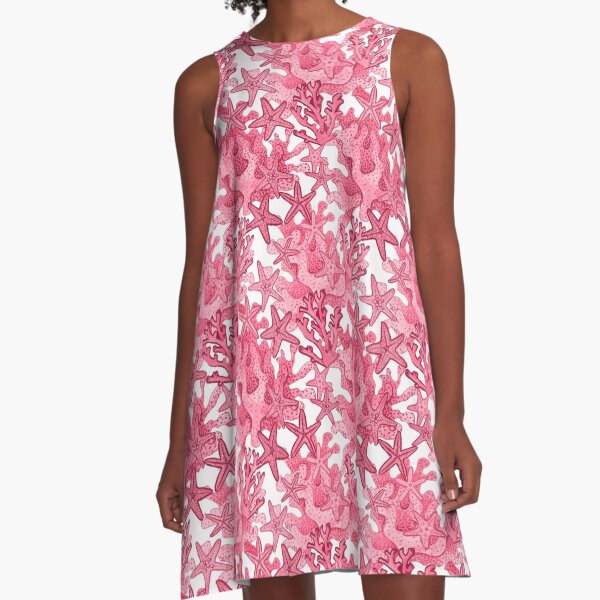 Artikel-Vorschau von Rosa Seesterne und rosa Korallen Aquarell Allover-Druck, designt und verkauft von MagentaRose.