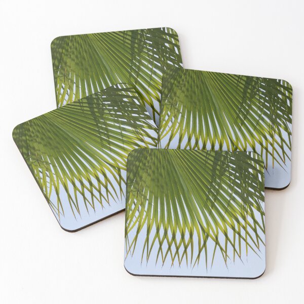 Item preview, Green palm leaf and blue sky on the beach designed and sold by Adriana Mueller.