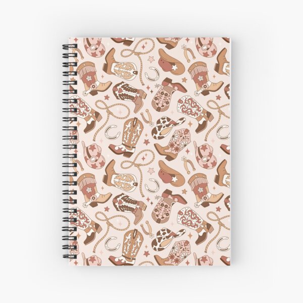 Western Cowboy Boots / Beige Spiral Notebook