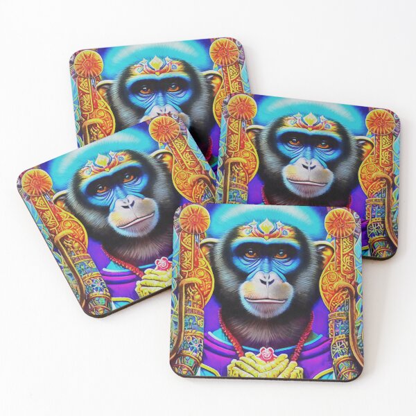Item preview, Surreal monkey painting with flowers and foliage designed and sold by VonKalt.