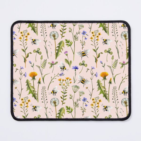 Item preview, Bees and wildflowers / Blush designed and sold by MirabellePrint.