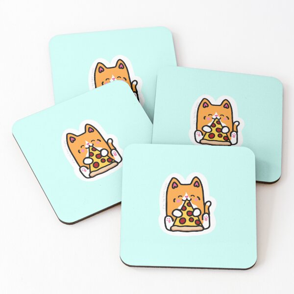 Item preview, Cute orange cat eating pizza sticker design designed and sold by PurdyThings.