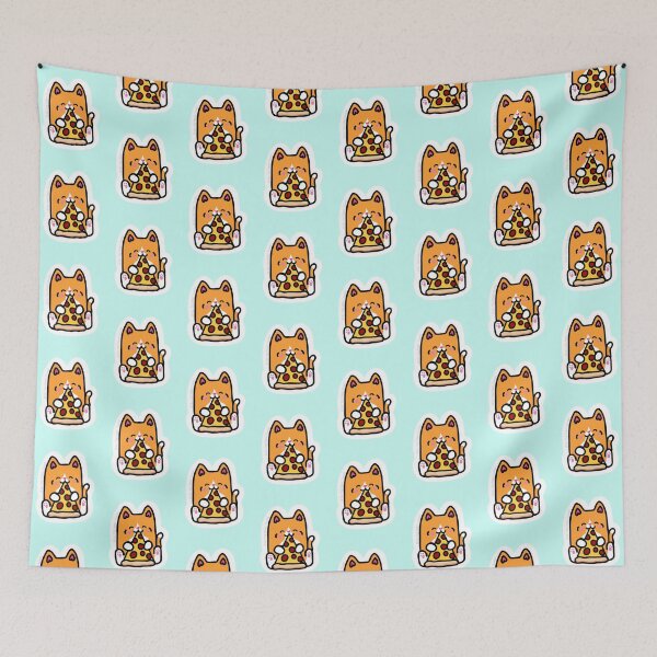 Item preview, Cute orange cat eating pizza sticker design designed and sold by PurdyThings.