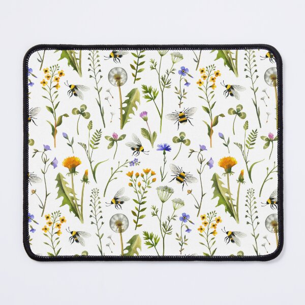 Item preview, Bees and wildflowers / White designed and sold by MirabellePrint.