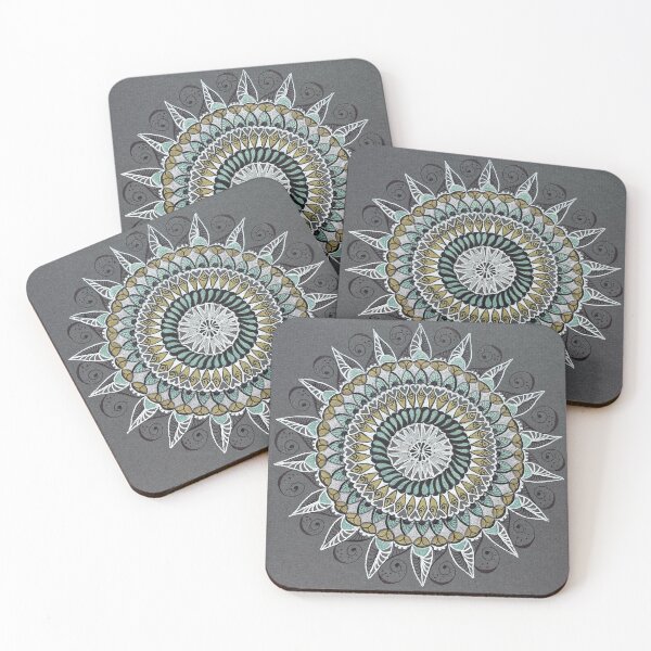 Item preview, White Gold Green Mandala Mindfulness Art designed and sold by lozsart.