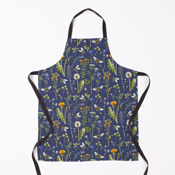 Item preview, Bees and wildflowers / Dark blue designed and sold by MirabellePrint.