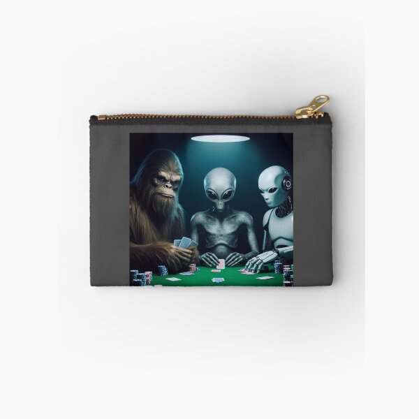 Item preview, Bigfoot, Alien and AI Robot Poker Night, Cool Creatures Playing Poker, Monster Poker Night, Joe Rogan Alien Theme, Guy's Night Out Shirt, Ironic Tee designed and sold by matrixunplugged.
