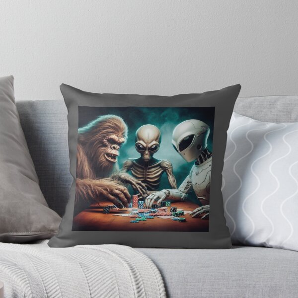 Item preview, Bigfoot, Alien and AI Robot Poker Night, Cool Creatures Playing Poker, Monster Poker Night, Joe Rogan Alien Theme, Guy's Night Out Shirt, Ironic Tee designed and sold by matrixunplugged.