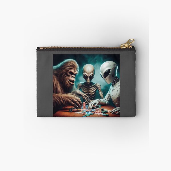 Item preview, Bigfoot, Alien and AI Robot Poker Night, Cool Creatures Playing Poker, Monster Poker Night, Joe Rogan Alien Theme, Guy's Night Out Shirt, Ironic Tee designed and sold by matrixunplugged.