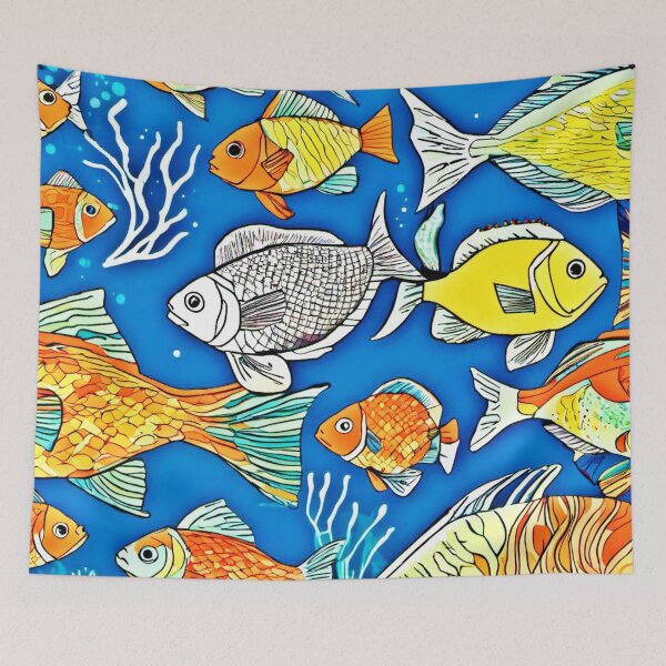 Item preview, Vibrant Oceanic Fish Art designed and sold by Health And Fitness Posts e-Store.