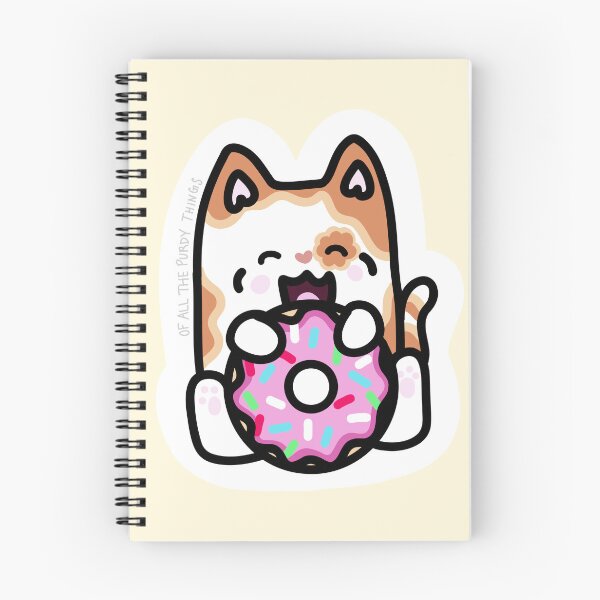Artikelvorschau, Cute calico cat eating a donut sticker design entworfen und verkauft von PurdyThings.