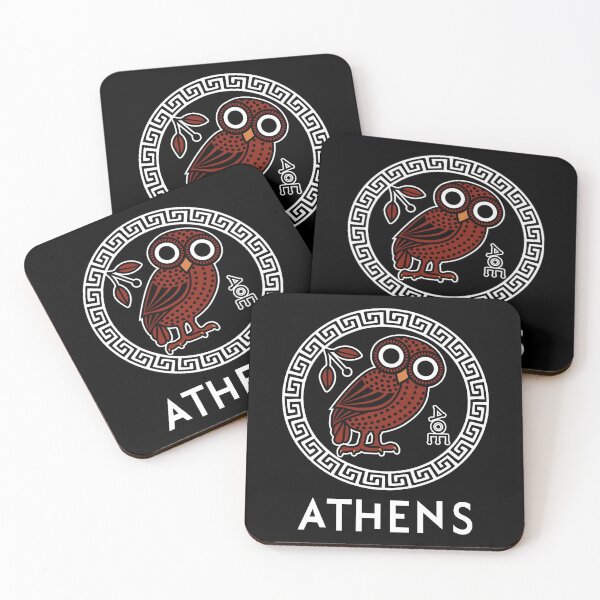Item preview, Athens, Greece with Athenian Owl & Meander Pattern designed and sold by Happy Puppy Print On Demand.