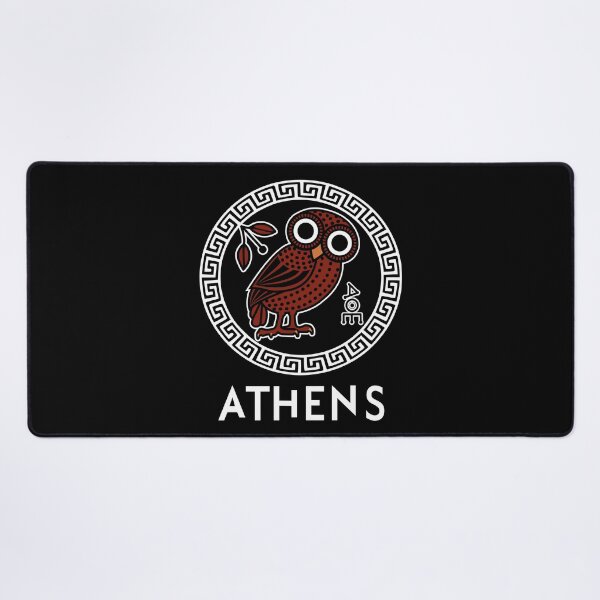 Item preview, Athens, Greece with Athenian Owl & Meander Pattern designed and sold by Happy Puppy Print On Demand.