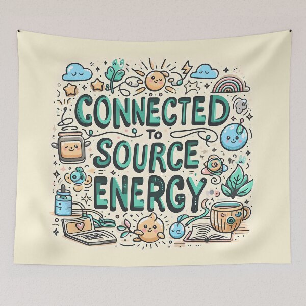 Item preview, Connected to source energy, typography,PUN designed and sold by maxmaj.
