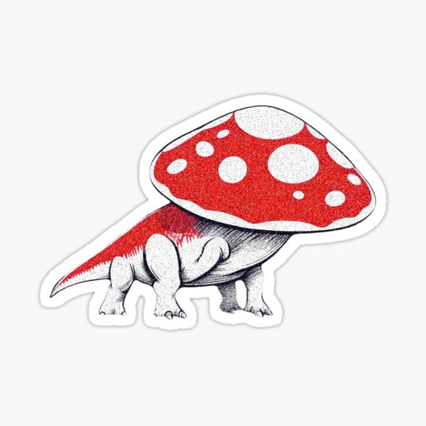 Artikel-Vorschau von Brontosaurus-Dinosaurier, der einen einfachen rot-weißen Pilzhut trägt, designt und verkauft von sunil112-skv.
