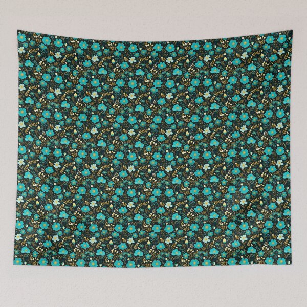 Item preview, Turquoise and Gold Flowers designed and sold by Emma Marie Blacker.