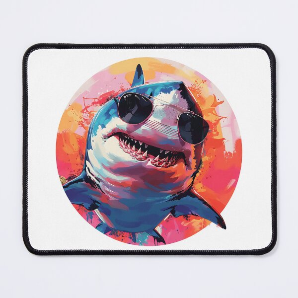 Item preview, Shark in Sunglasses Aloha Retro Hawaii Beach Jawsome designed and sold by ArtFromBeyond.