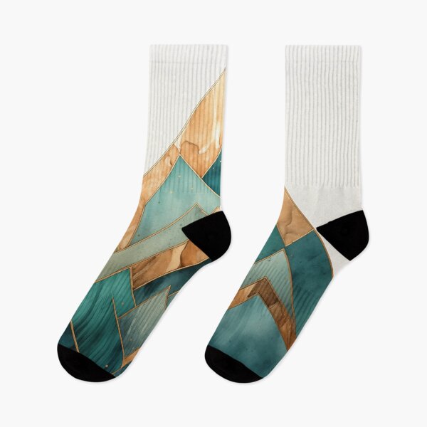 Item preview, Teal Green Mountain Abstract Geometric Watercolor designed and sold by TravelDream.