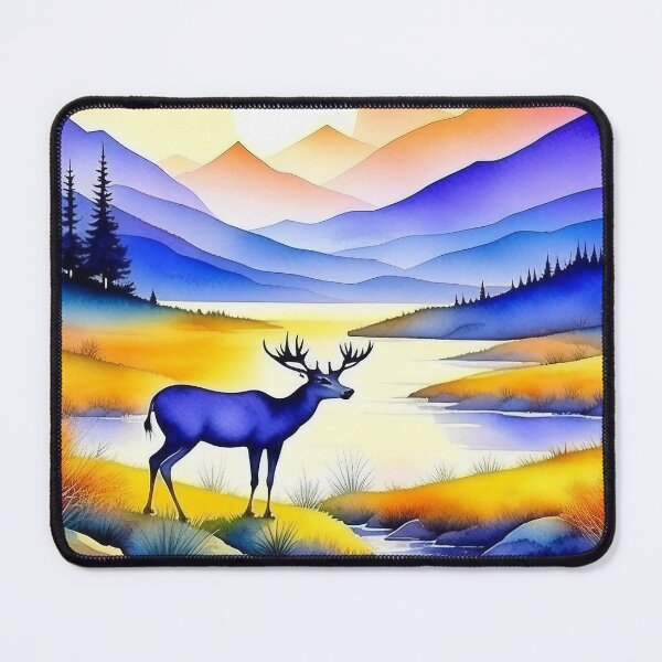 Item preview, Watercolor Deer And Sunset Art designed and sold by Odetee.