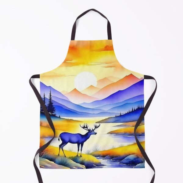 Item preview, Watercolor Deer And Sunset Art designed and sold by Odetee.