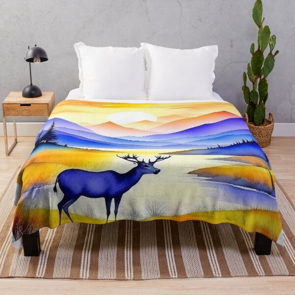 Item preview, Watercolor Deer And Sunset Art designed and sold by Odetee.