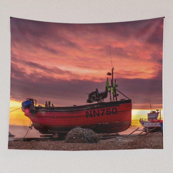 Aperçu de l'œuvre Coucher de soleil sur la plage des pêcheurs Hythe, Kent créée et vendue par rogerstanger.